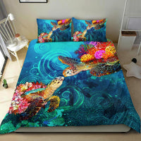Polynesian Kanaka Maoli (Hawaiian) Duvet Cover Set - Turtle Hawaii Map Blue - Polynesian Pride