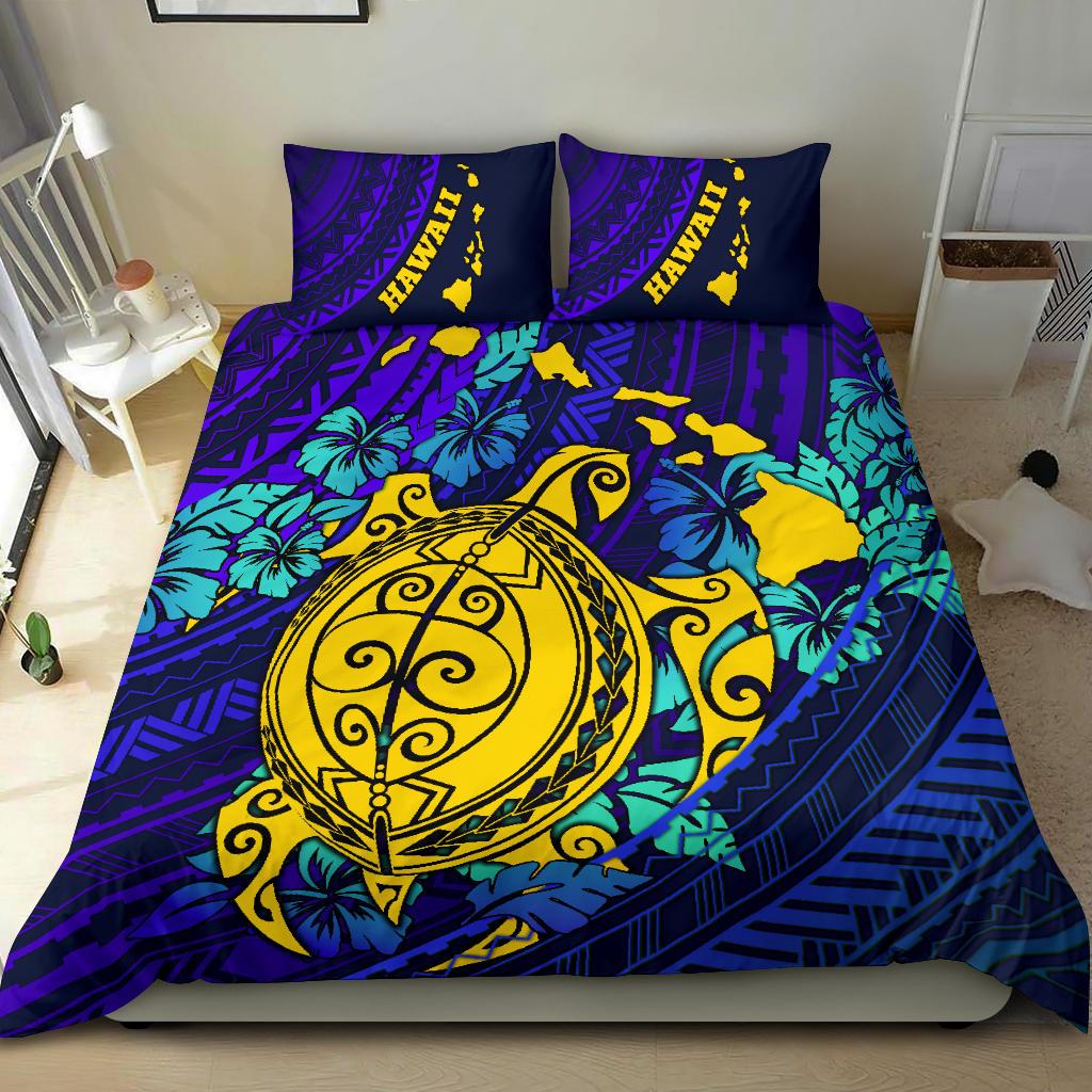 Polynesian Hawaii Duvet Cover Set - Blue Polynesian Sea Turtle Blue - Polynesian Pride