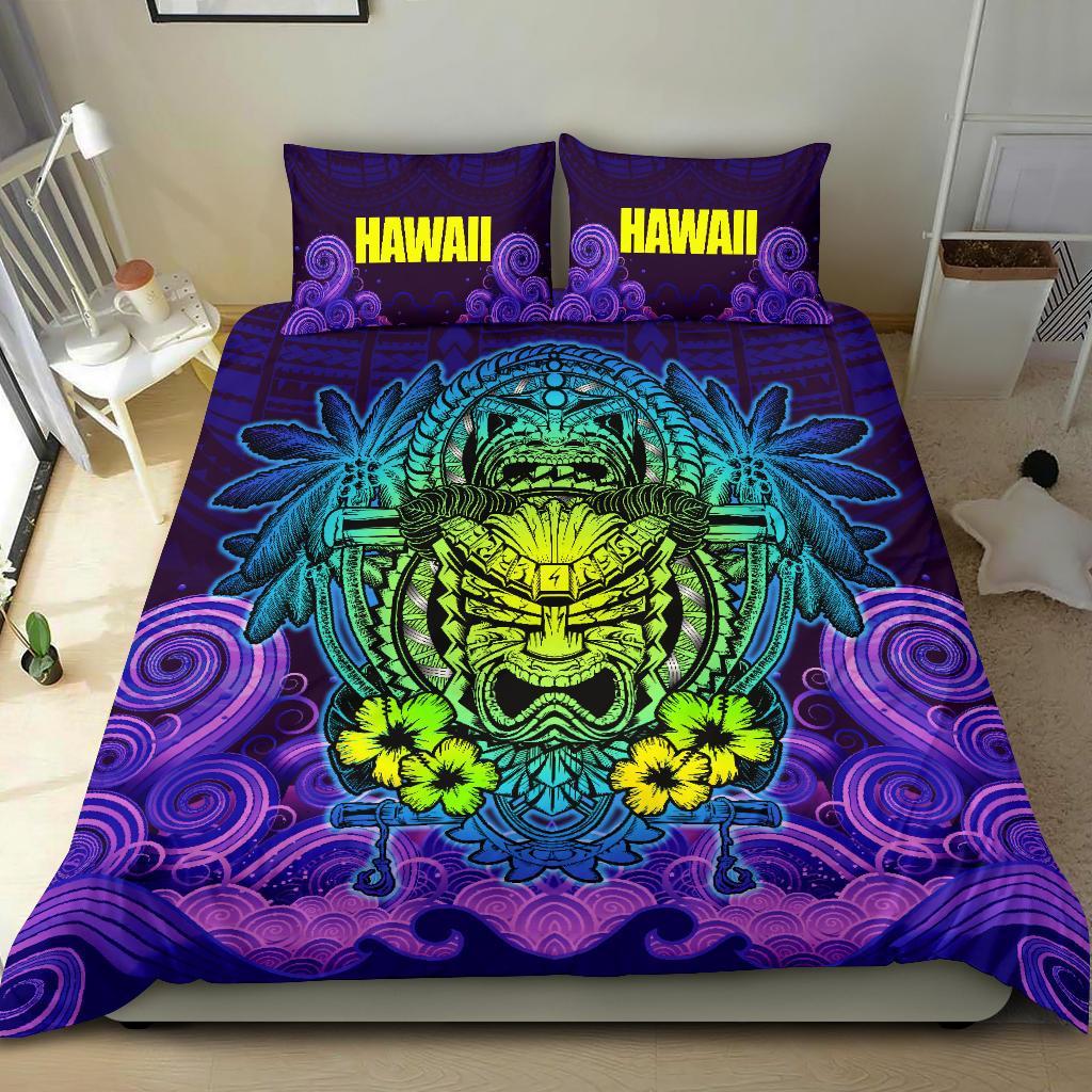 Polynesian Hawaii Duvet Cover Set - Hawaiian Tiki (Purple) - Polynesian Pride