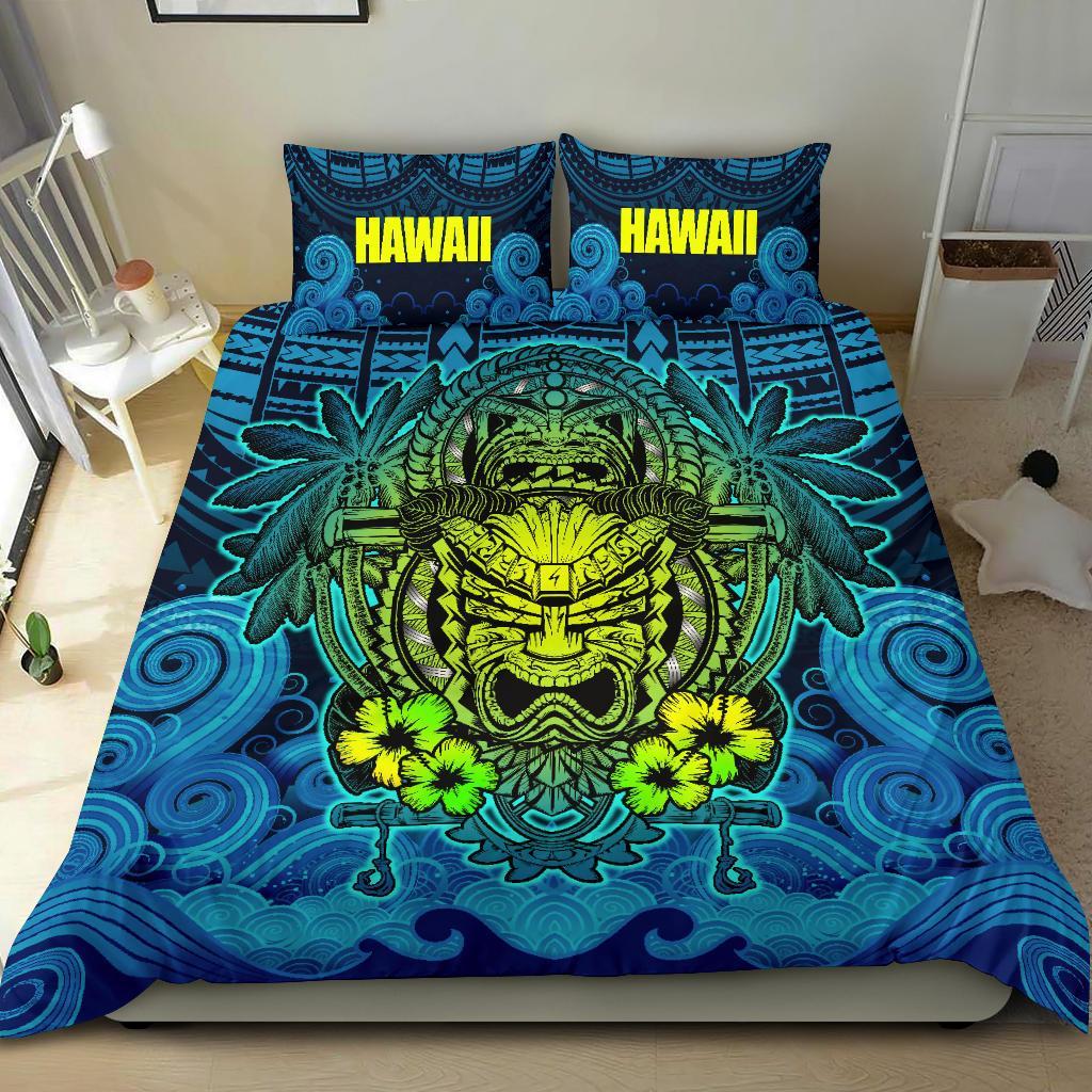 Polynesian Hawaii Duvet Cover Set - Hawaiian Tiki (Blue) - Polynesian Pride
