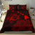 Hawaiian Map Sea Turtle Is Swimming Toward Polynesian Bedding Set Red - Polynesian Pride