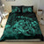 Hawaiian Map Turtle Tattoo Hibiscus Plumeria Polynesian Bedding Set - Turquoise - Polynesian Pride