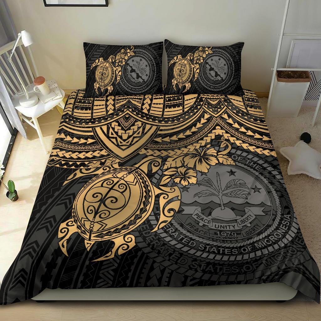 Federated States Of Micronesia Duvet Cover Set - Golden Turtle - Polynesian Pride
