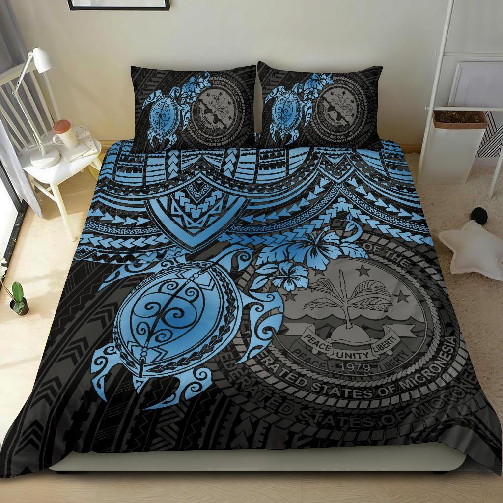 Federated States Of Micronesia Duvet Cover Set - Blue Turtle - Polynesian Pride