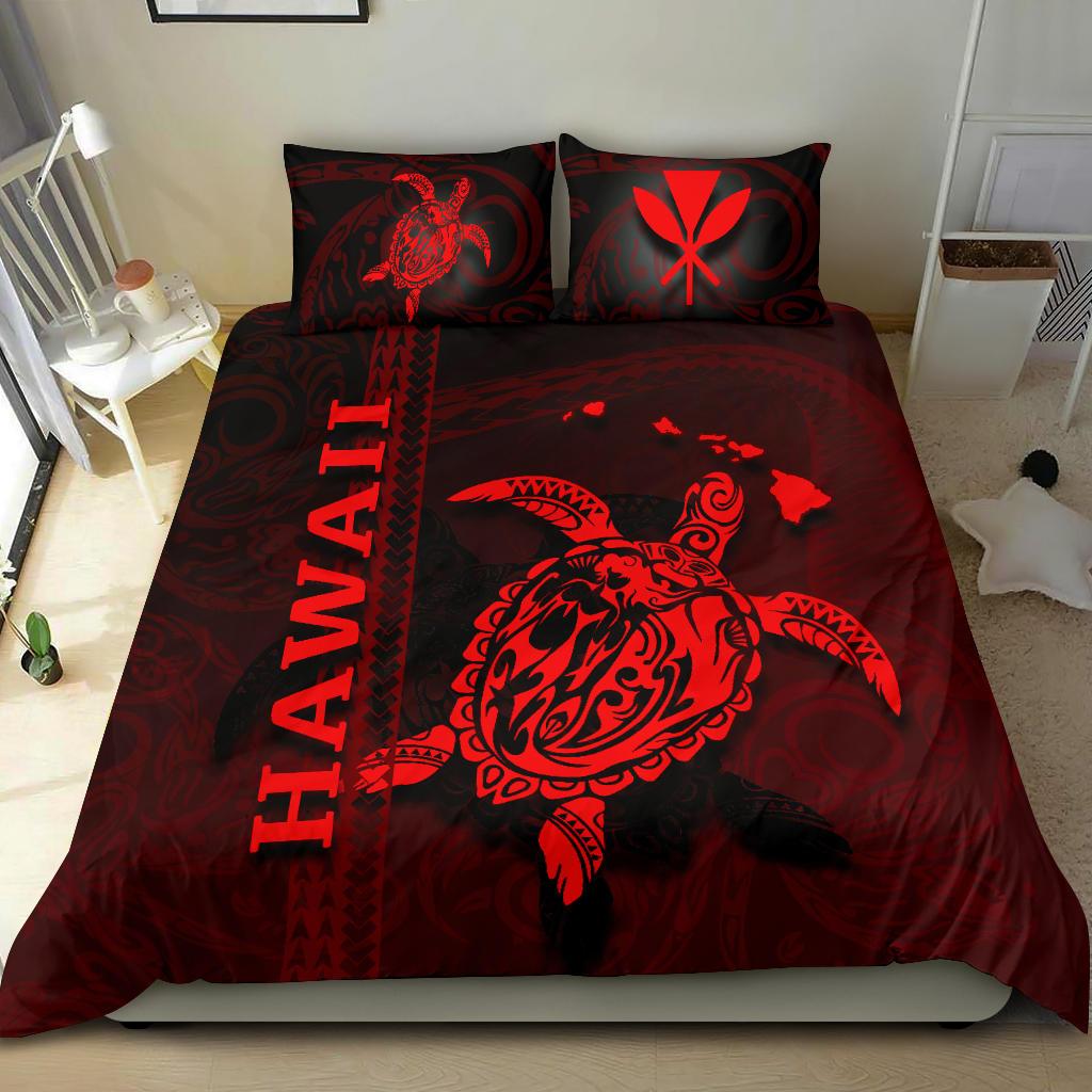 Polynesian Hawaii Duvet Cover Set - Turtle Hawaiian Red Red - Polynesian Pride