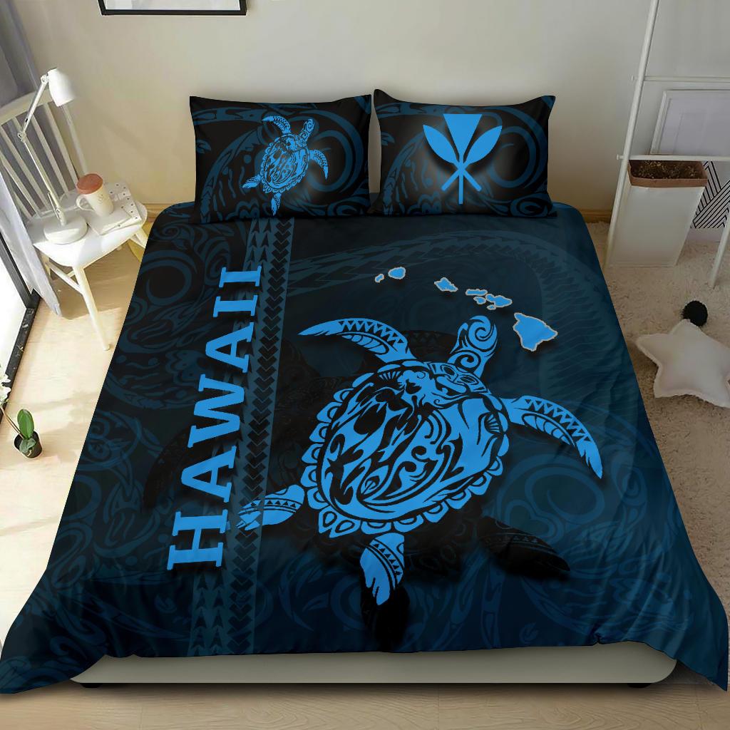 Polynesian Hawaii Duvet Cover Set - Turtle Hawaiian Blue Blue - Polynesian Pride