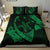 Hawaiian Map Hibiscus Turtle Fish Hook Polynesian Bedding Set Green - Polynesian Pride