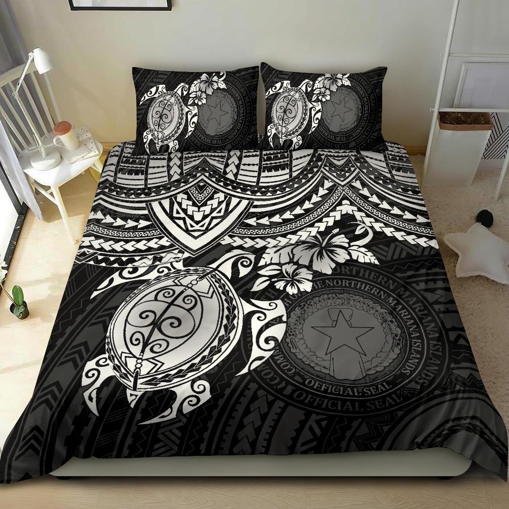 Northern Mariana Islands Polynesian Duvet Cover Set - White Turtle - Polynesian Pride