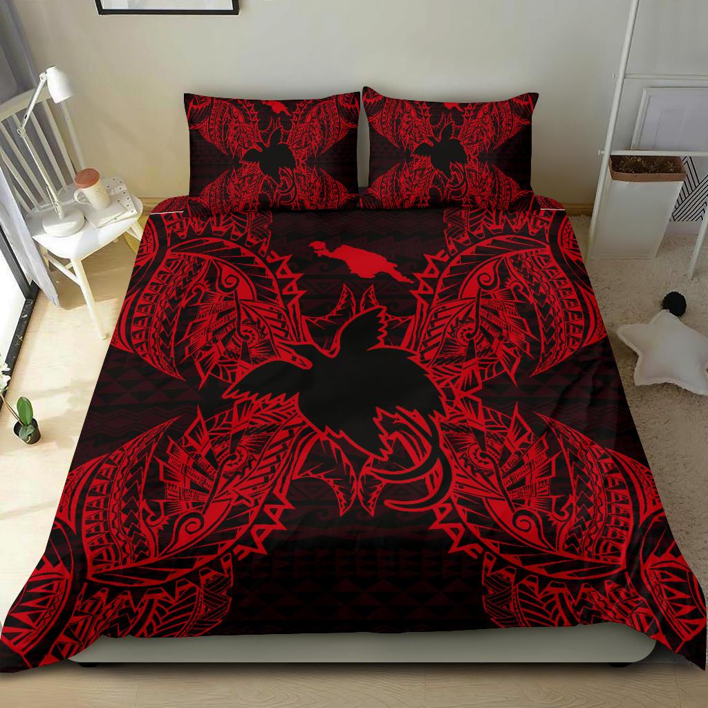 Polynesian Bedding Set - Papua New Guinea Duvet Cover Set Map Red - Polynesian Pride