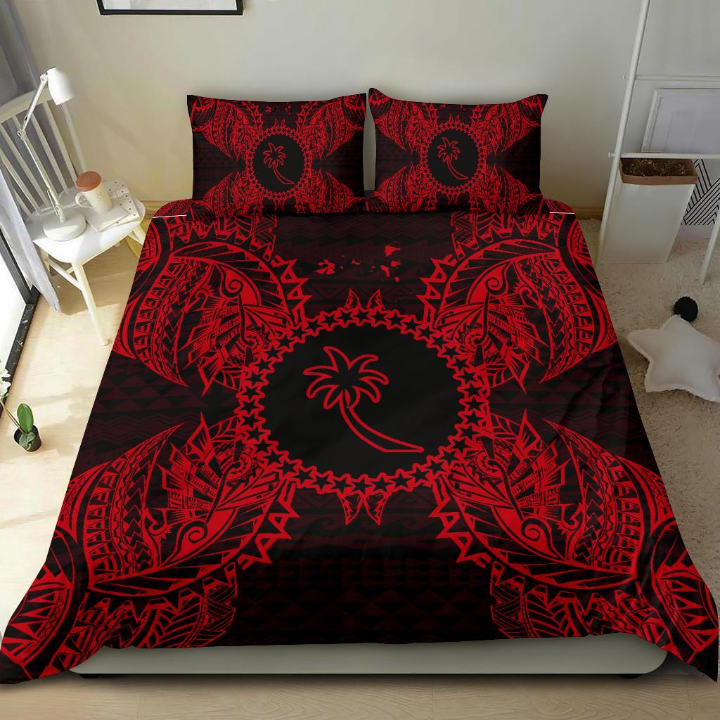 Polynesian Bedding Set - Chuuk Duvet Cover Set Map Red - Polynesian Pride