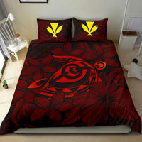 Hawaiian Turtle Hibiscus Plumeria Kanaka Polynesian Bedding Set Red - Soft Style - Polynesian Pride