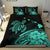 Hawaii Turtle Polynesian Map Plumeria Bedding Set Turquoise - Polynesian Pride