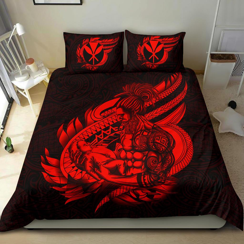 Polynesian Bedding Set - Hawaii Duvet Cover Set Father And Son Red - Polynesian Pride
