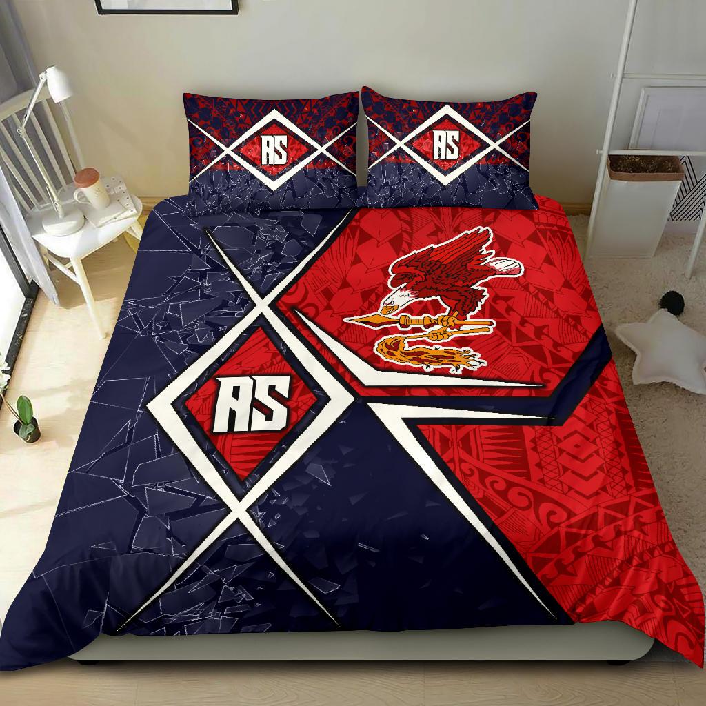Polynesian Bedding Set - American Samoa Duvet Cover - AS Flag with Polynesian Patterns - Polynesian Pride