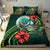 Polynesian Bedding Set - Federated States Of Micronesia Duvet Cover Set Green Turtle Hibiscus Green - Polynesian Pride