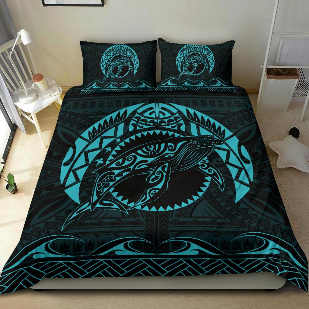 Hawaiian Polynesian Whale Bedding Set Blue - Polynesian Pride