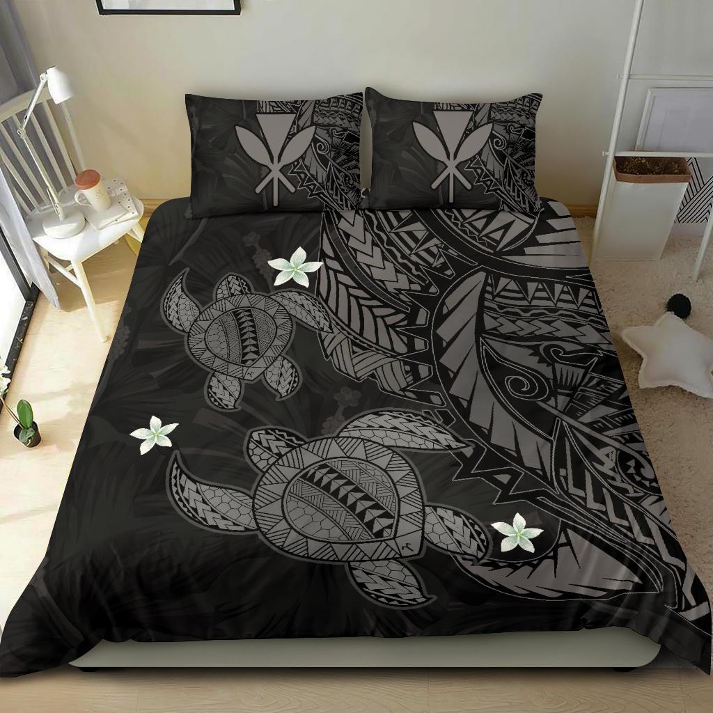 Hawaii Bedding Set - Hawaii Polynesian Turtle Hibiscus Bedding Set - Gray - Polynesian Pride