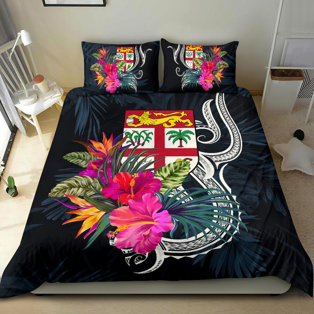 Polynesian Bedding Set - Fiji Duvet Cover Set Tropical Flowers Blue - Polynesian Pride