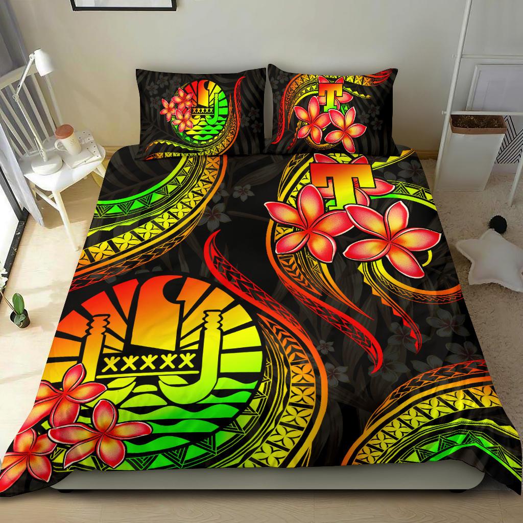 Polynesian Bedding Set - Tahiti Duvet Cover Set - Reggae Plumeria REGGAE - Polynesian Pride