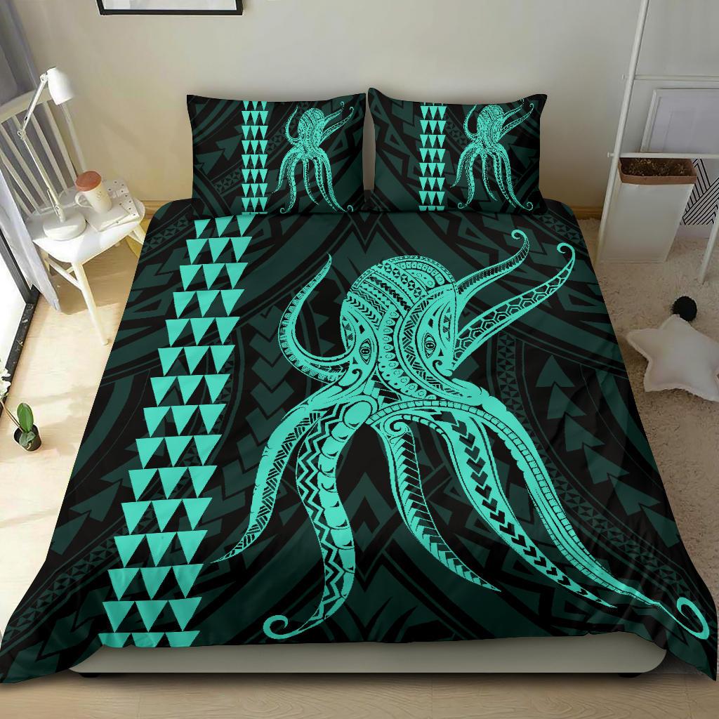 Hawaii Octopus KaKau Polynesian Bedding Set - Turquoise - Polynesian Pride