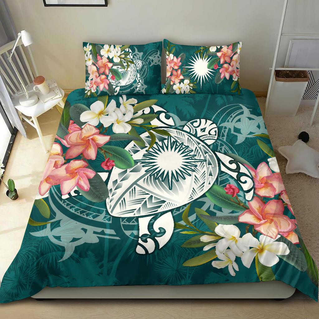 Marshall Islands Polynesian Bedding Set - Turtle with Plumeria Black - Polynesian Pride