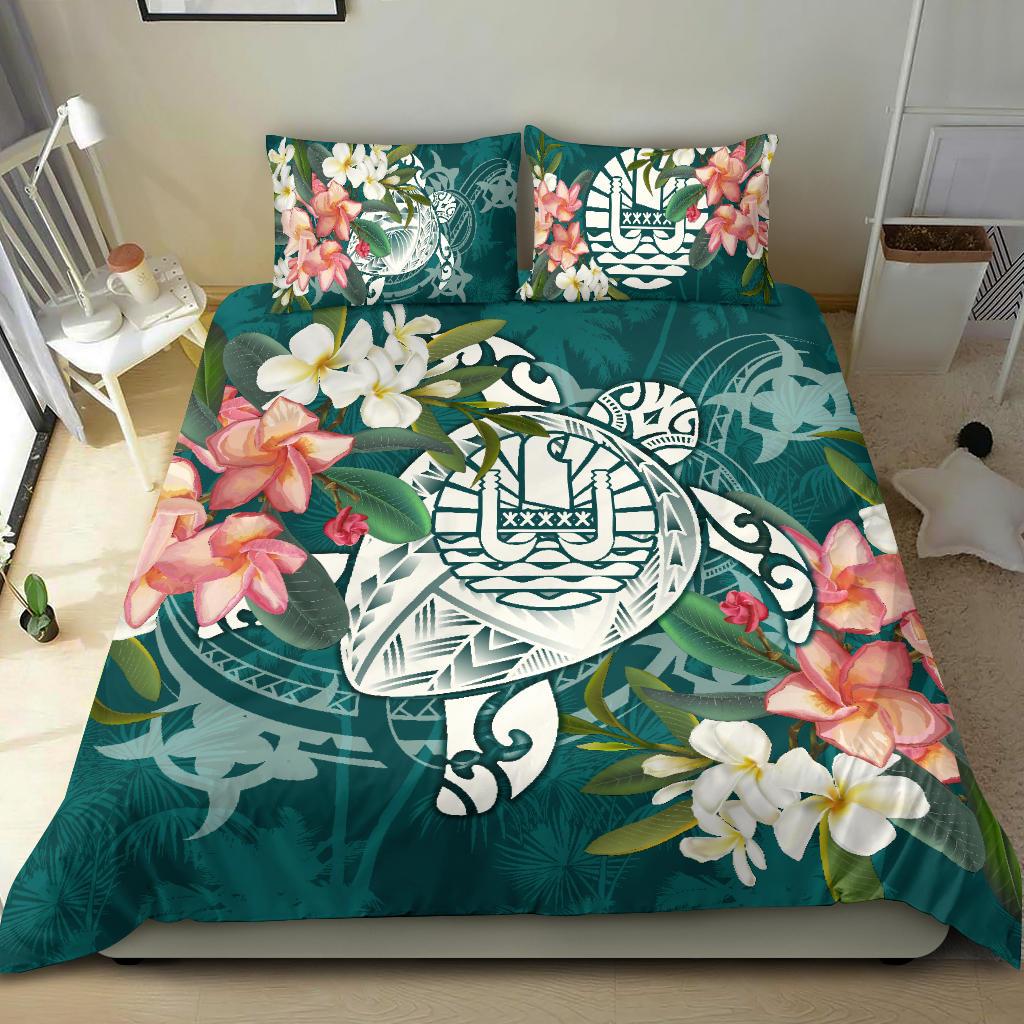 Tahiti Polynesian Bedding Set - Turtle with Plumeria Black - Polynesian Pride