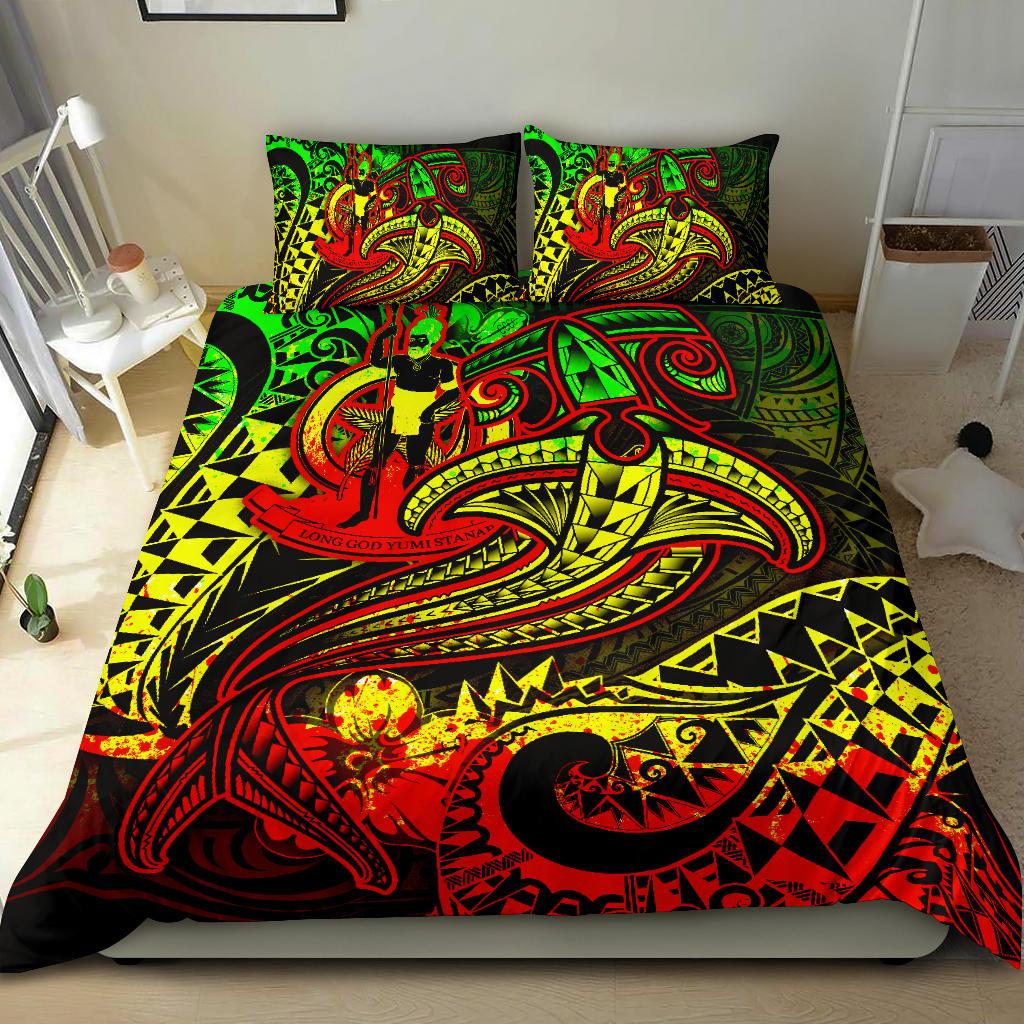 Vanuatu Polynesian Bedding Set - Reggae Shark Polynesian Tattoo Reggae - Polynesian Pride