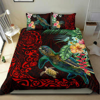 Tiki Polynesian Bedding Set Turtle Hibiscus - Red - Polynesian Pride