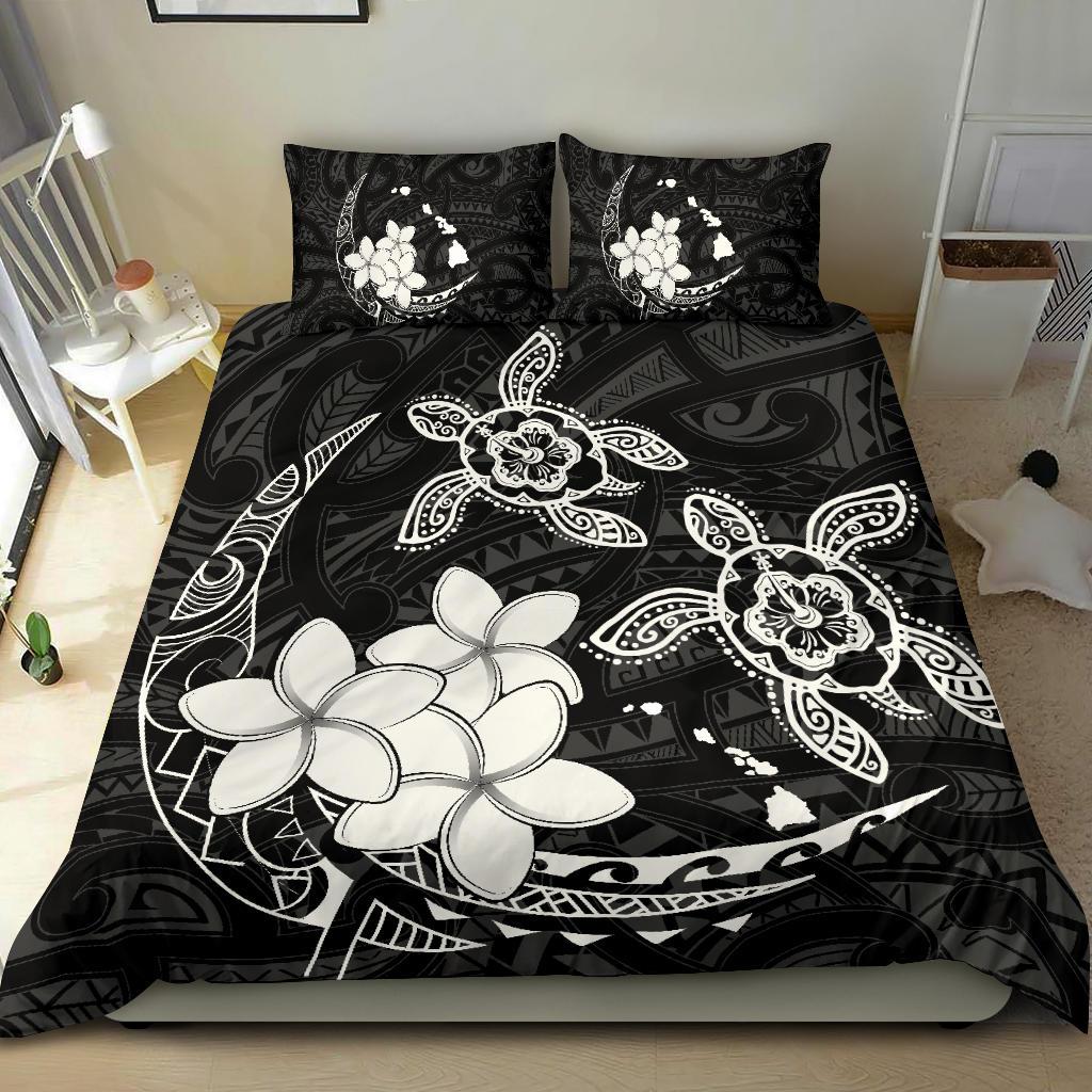 Hawaii Polynesian Turtle Plumeria Bedding Set - Pog Style White - Polynesian Pride