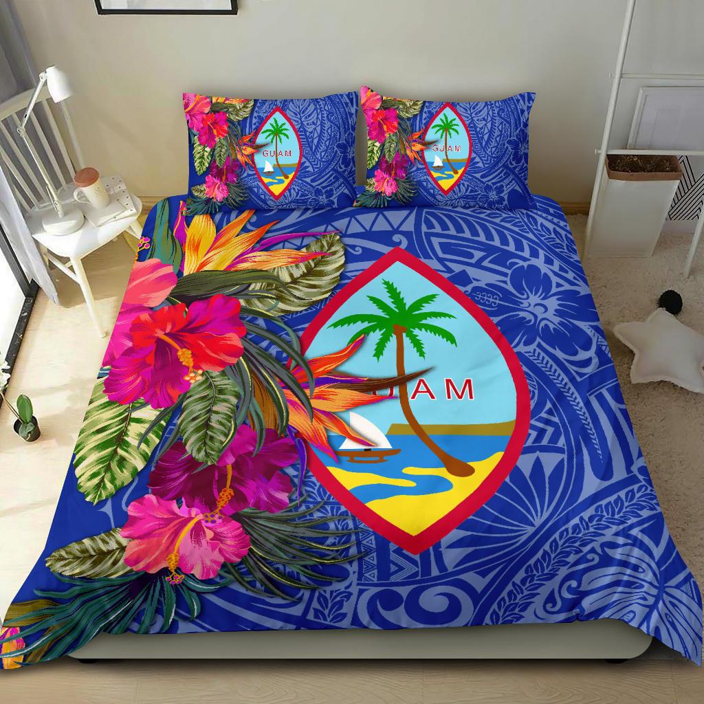 Guam Bedding Set - Hibiscus Polynesian Pattern Blue Version - Polynesian Pride