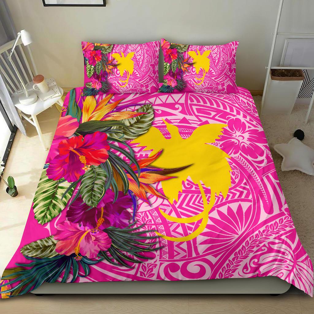 Papua New Guinea Bedding Set - Hibiscus Polynesian Pattern Pink Version - Polynesian Pride
