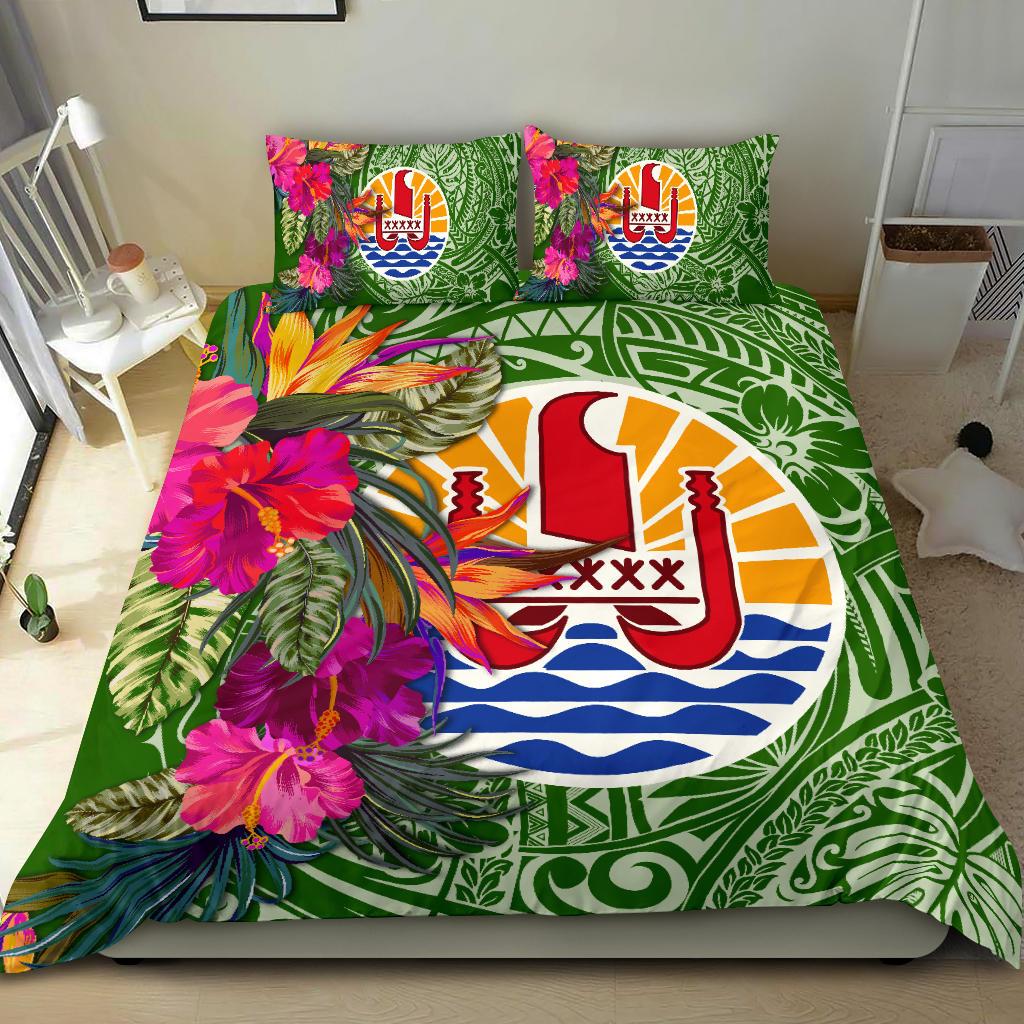 Tahiti Bedding Set - Hibiscus Polynesian Pattern Green Version - Polynesian Pride