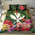 Kanaka Maoli (Hawaiian) Bedding Set - Coat Of Arms Tropical Flowers And Banana Leaves - Polynesian Pride