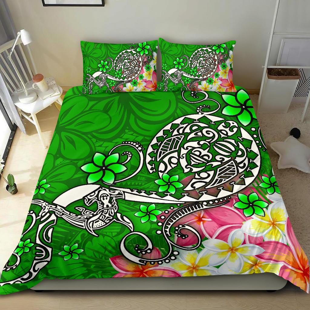 Polynesian Bedding Set - Turtle Plumeria Green Color Green - Polynesian Pride