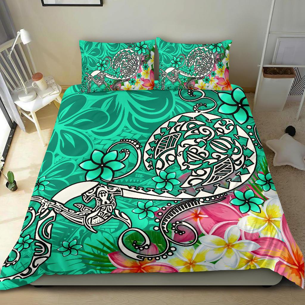 Polynesian Bedding Set - Turtle Plumeria Turquoise Color Turquoise - Polynesian Pride