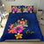 Polynesian Bedding Set - Fiji Duvet Cover Set Floral With Seal Blue - Polynesian Pride