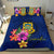 Polynesian Bedding Set - Tuvalu Duvet Cover Set Floral With Seal Blue Blue - Polynesian Pride