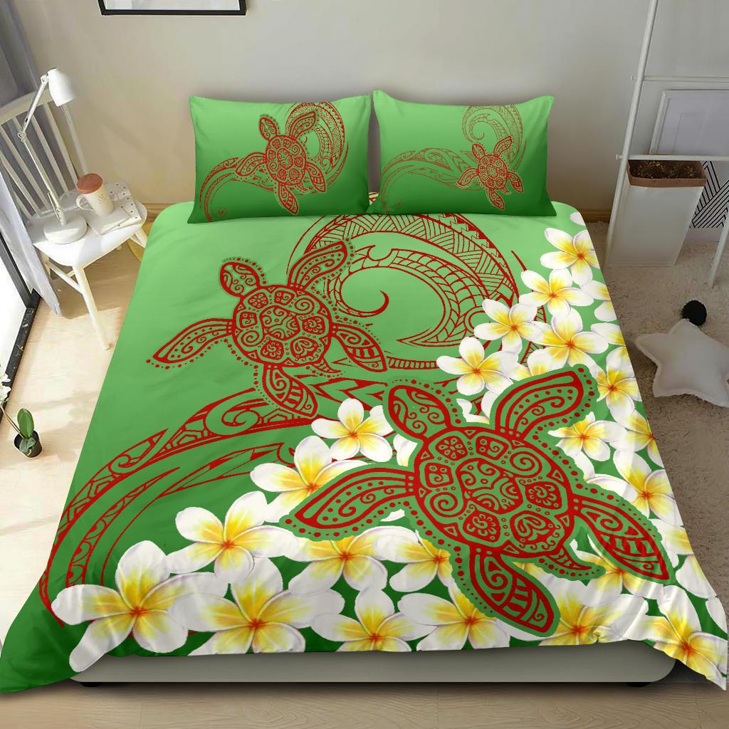 Hawaii Turtle Plumeria Bedding Set - Green Style - Polynesian Pride