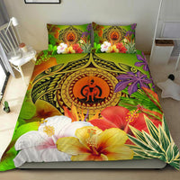 Vanuatu Polynesian Bedding Set - Manta Ray Tropical Flowers (Reggae) - Polynesian Pride