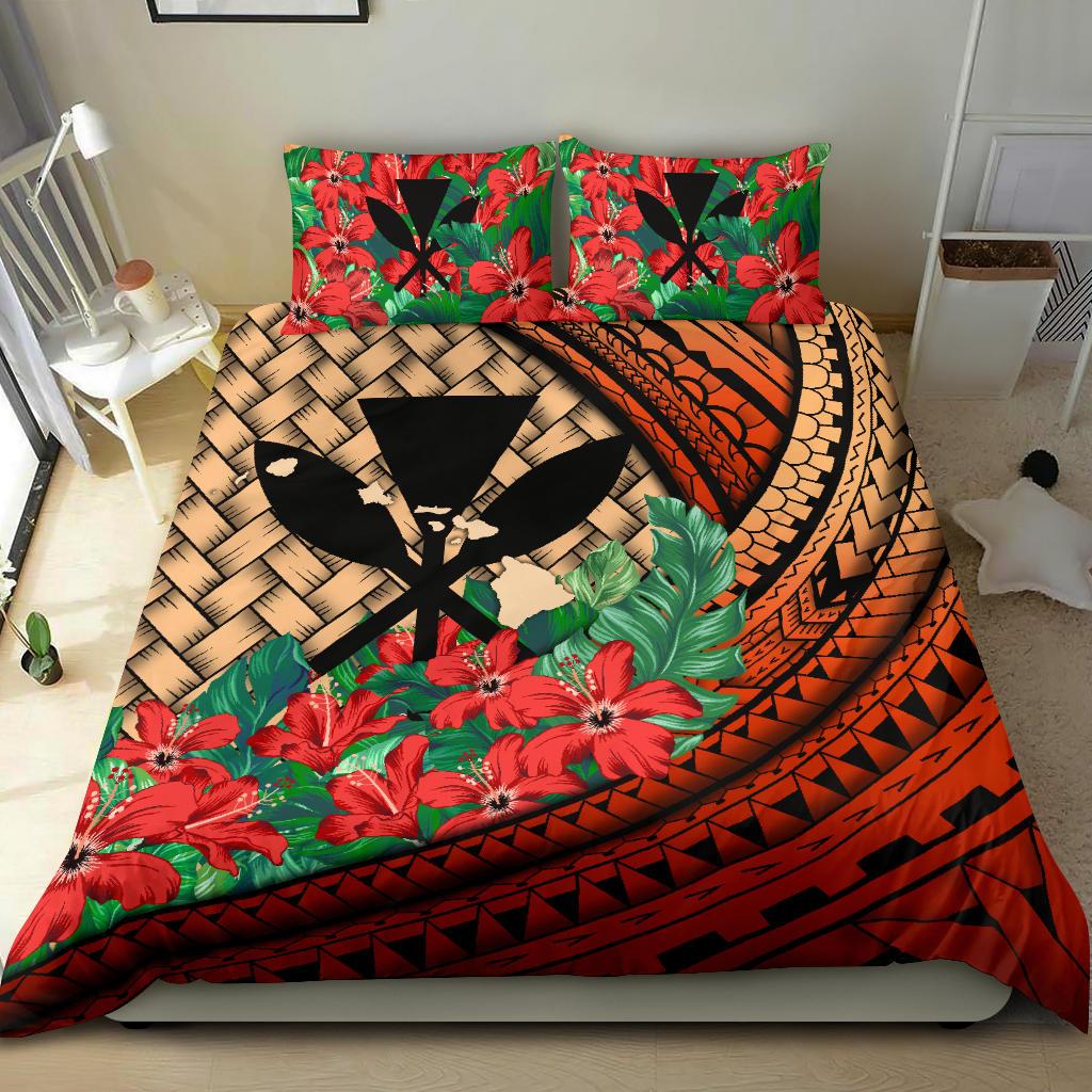 Kanaka Maoli (Hawaiian) Bedding Set - Lauhala Polynesian Hibiscus Red - Polynesian Pride