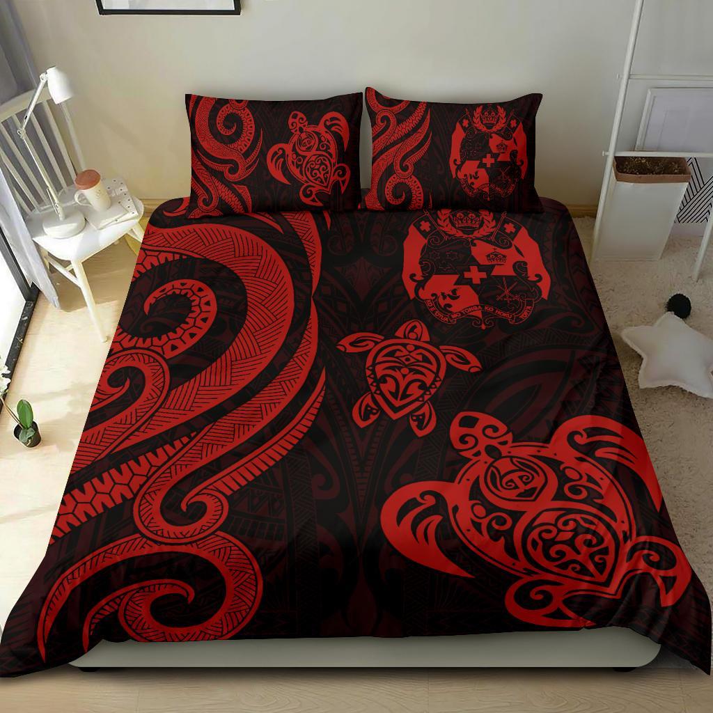 Tonga Polynesian Bedding Set - Red Tentacle Turtle Red - Polynesian Pride