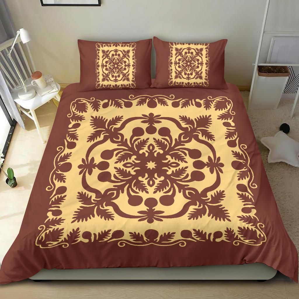 Hawaiian Bedding Set Royal Pattern - Coral - Polynesian Pride