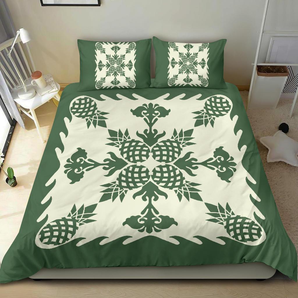 Hawaiian Bedding Set Pineapple Pattern - Green - Polynesian Pride