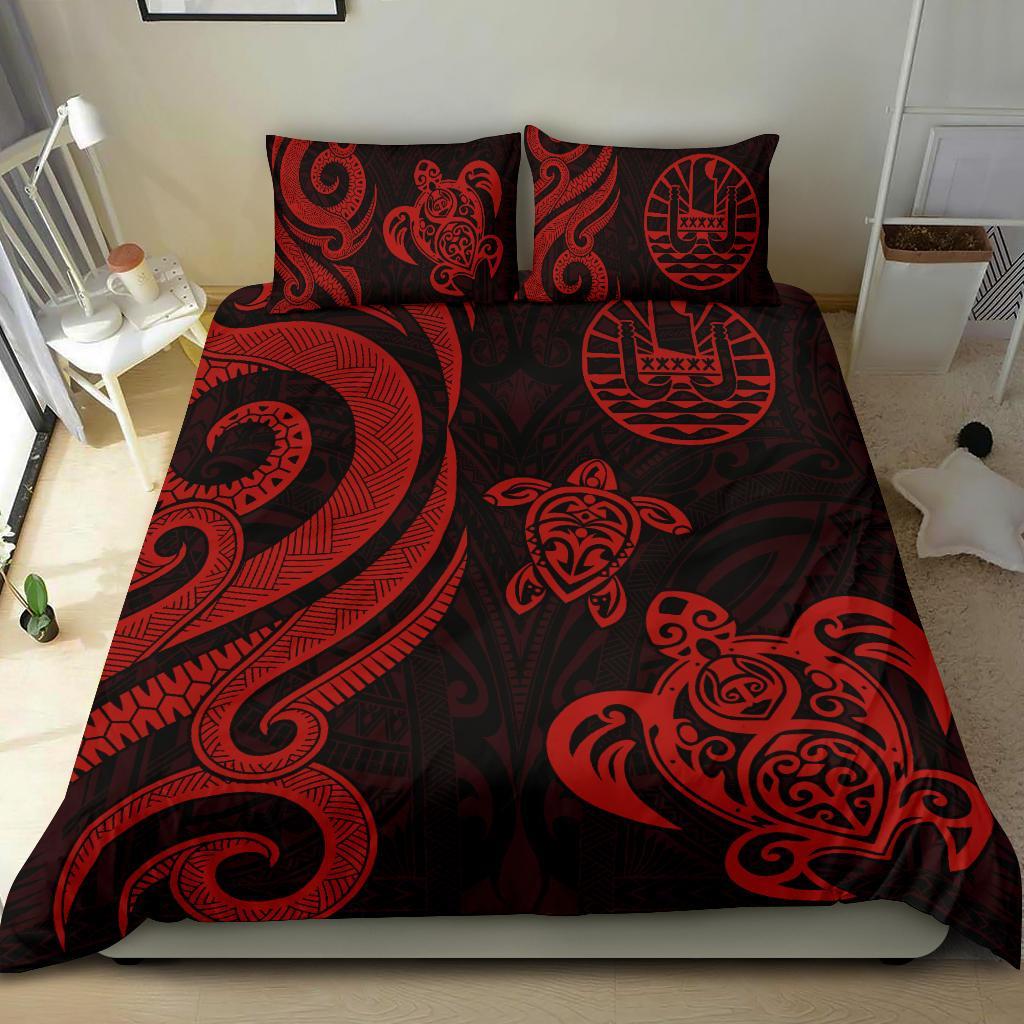 Tahiti Polynesian Bedding Set - Red Tentacle Turtle Red - Polynesian Pride