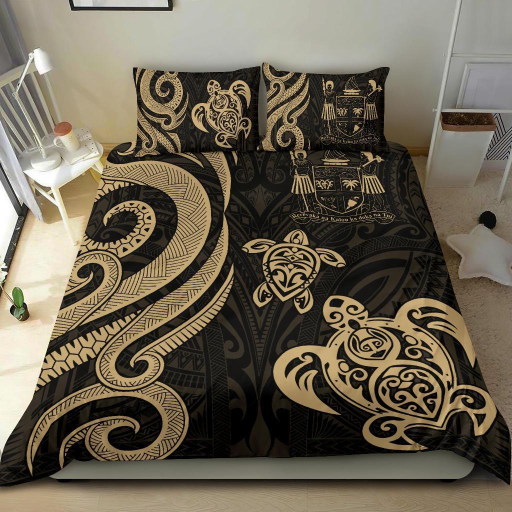 Fiji Polynesian Bedding Set - Gold Tentacle Turtle Crest Gold - Polynesian Pride