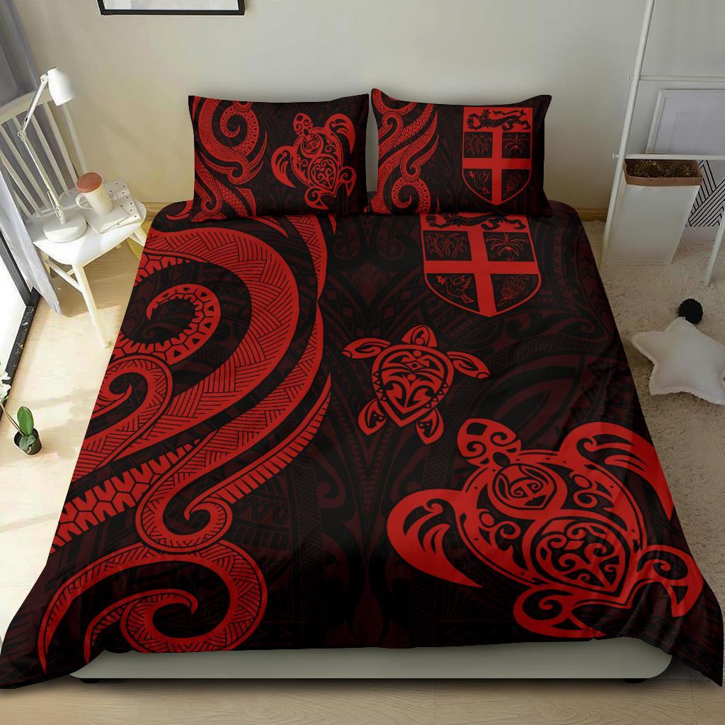 Fiji Polynesian Bedding Set - Red Tentacle Turtle Red - Polynesian Pride