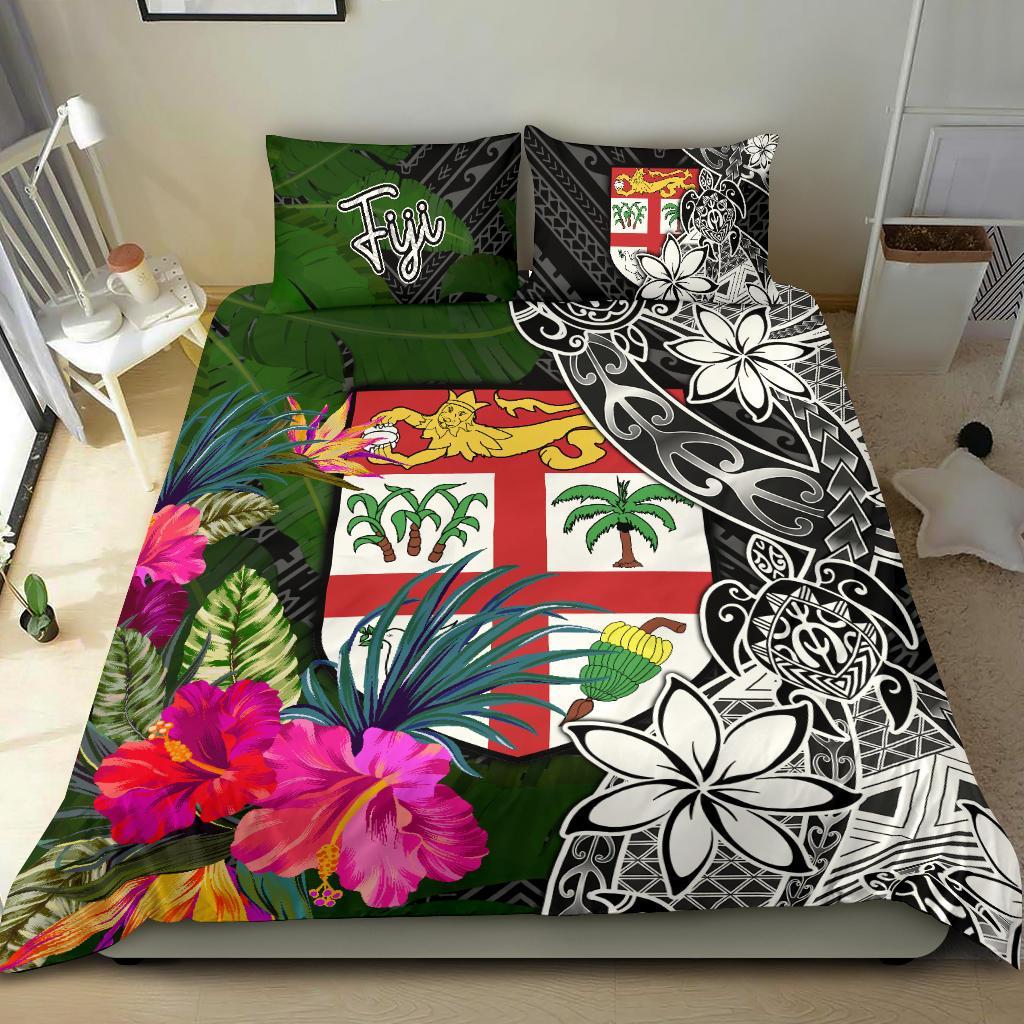 Fiji Bedding Set - Turtle Plumeria Banana Leaf Black - Polynesian Pride