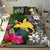 Papua New Guinea Bedding Set - Turtle Plumeria Banana Leaf Black - Polynesian Pride