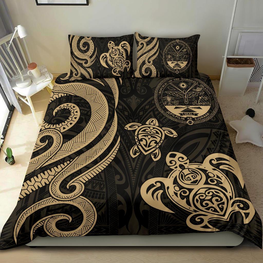 Marshall Islands Bedding Set - Tentacle Turtle Gold Gold - Polynesian Pride