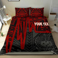 Samoa Personalised Bedding Set - Samoa Seal With Polynesian Pattern In Heartbeat Style (Red) - Polynesian Pride